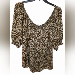 Cato Animal Print Blouse - Brown and Black 26/28 Plus